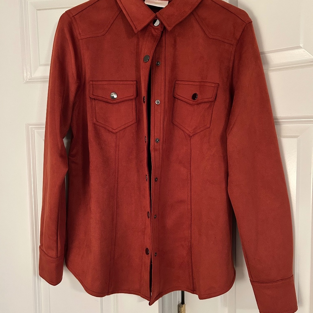 Faux Suede Shirt Jacket